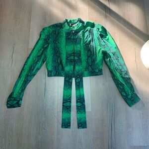 Size 12 Trashy Diva Green Snakes Blouse with tie tie